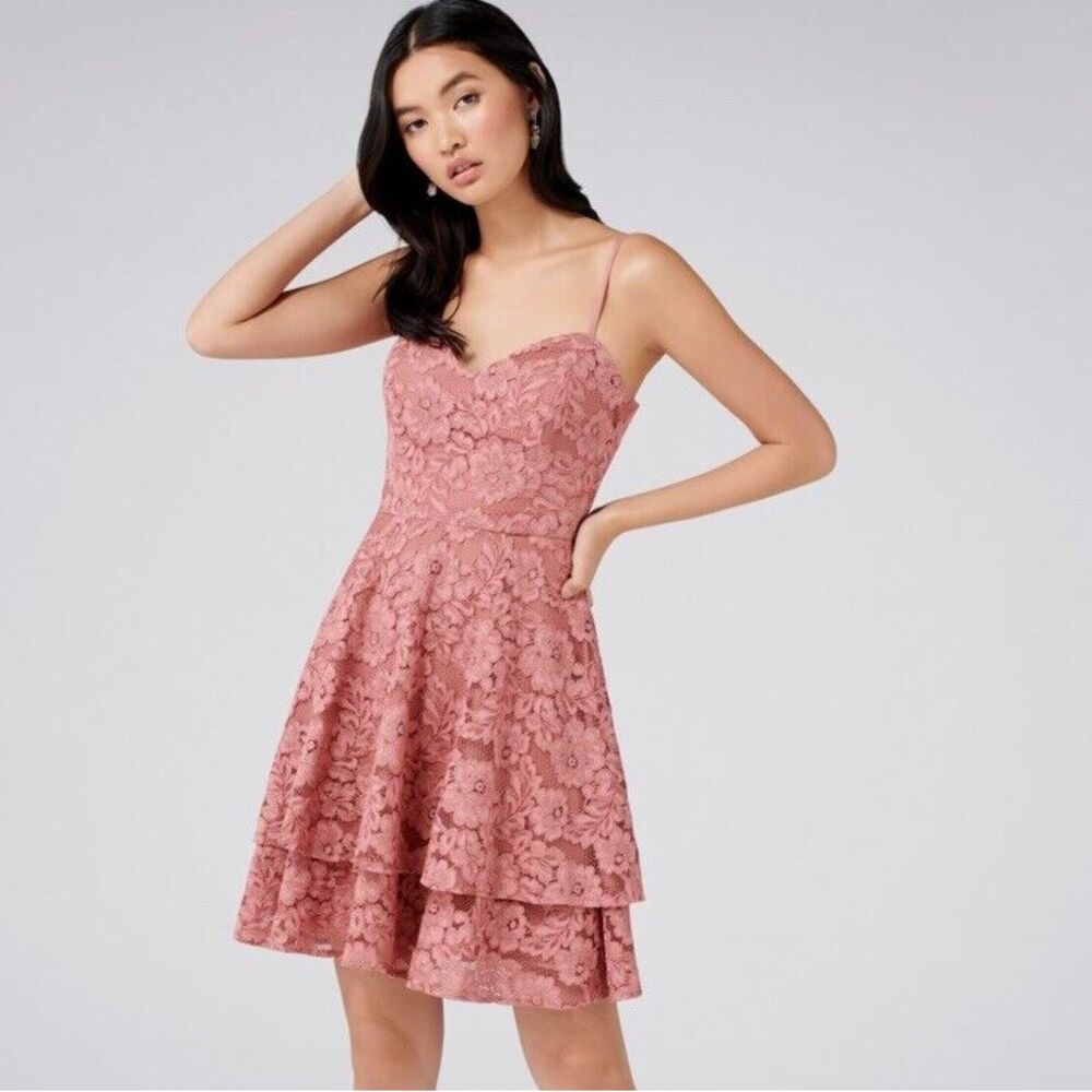 Ever New Annie Soft Prom Lace Mini Dress Womens 2 Pink‎
